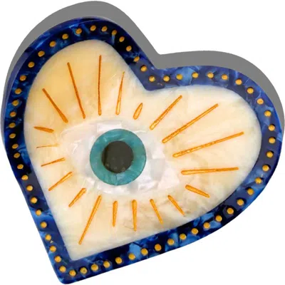 Solar Eclipse Hand Painted Lucky Eye Heart Claw Clip In Gold