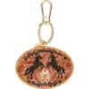 Solar Eclipse Hand Painted Lucky Mustard Rodeo Chain Bag Charm In Burgundy