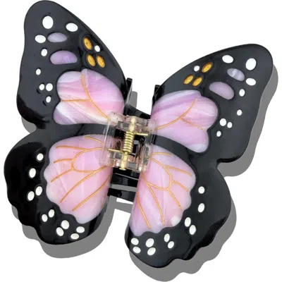 Solar Eclipse Hand-painted Monarch Butterfly Hair Claw Clip In Black