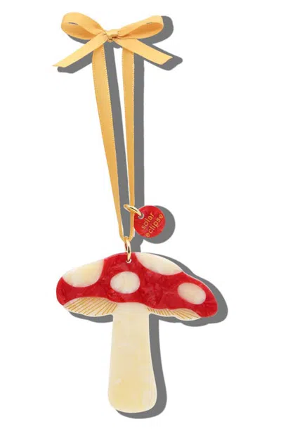 Solar Eclipse Hand Painted Mushroom Ornament In Red