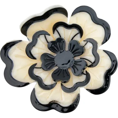 Solar Eclipse Hand Painted Origami Dianthus Claw Clip In Black