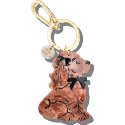 Solar Eclipse Hand Painted Puppy Key Chain Bag Charm In Brown