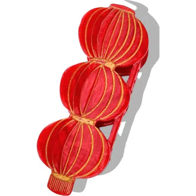 Solar Eclipse Hand Painted Red Lanterns Claw Clip