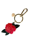 Solar Eclipse Hand Painted Rose Key Chain Bag Charm In Blue