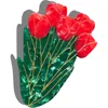 Solar Eclipse Hand-painted Tulips Flower Claw Hair Clip In Red