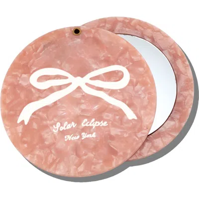 Solar Eclipse Hand Painted Vintage Ballet Bow Compact Mirror In Pink