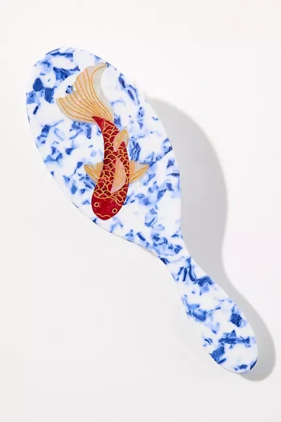 Solar Eclipse Handpainted Acetate Hair Brush In Blue