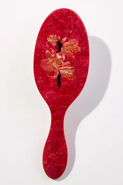 Solar Eclipse Handpainted Acetate Hair Brush In Red