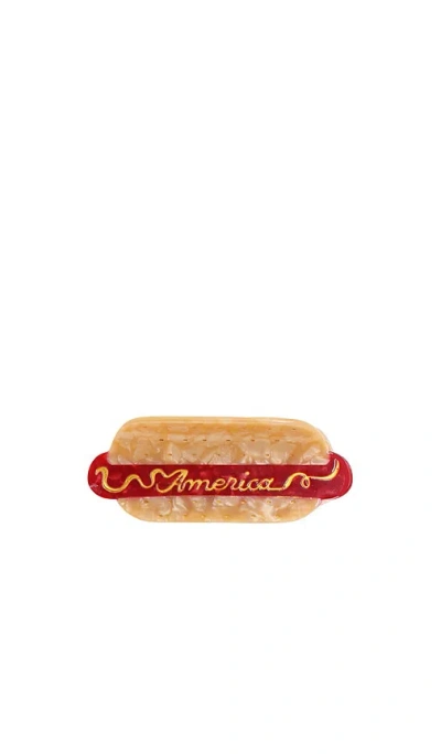 Solar Eclipse Hand-painted America Hot Dog Claw Hair Clip In Brown