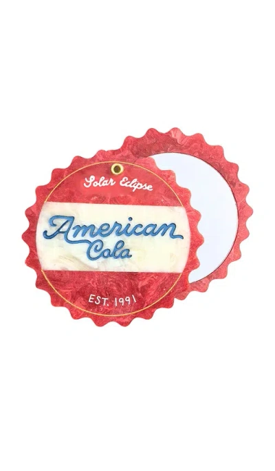 Solar Eclipse Hand-painted American Cola Compact Mirror In Gold
