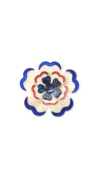 Solar Eclipse Hand-painted Americana Flower Claw Hair Clip In Metallic