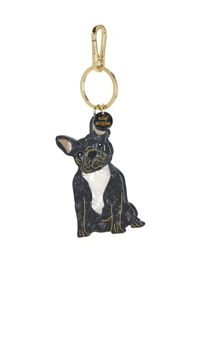 Solar Eclipse Hand-painted Bag Charm In Frenchie Dog