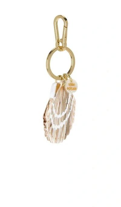 Solar Eclipse Hand-painted Bag Charm In Seashell