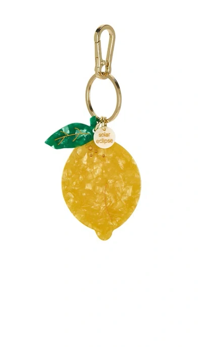 Solar Eclipse Hand-painted Bag Charm In Lemon