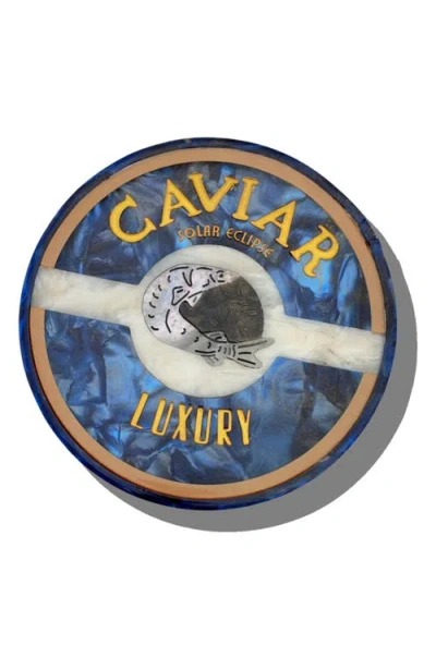 Solar Eclipse Hand-painted Caviar Trinket Box In Blue