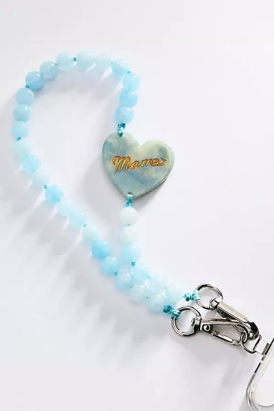 Solar Eclipse Hand-painted Charm Beaded Phone Chain In Blue