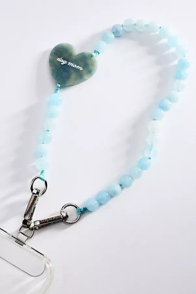 Solar Eclipse Hand-painted Charm Beaded Phone Chain In Blue