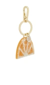 Solar Eclipse Hand-painted Citrus Slice Bag Charm + Keychain In Orange