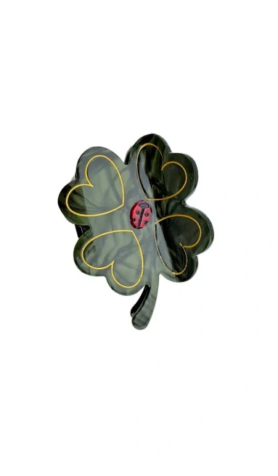 Solar Eclipse Hand-painted Clover Claw Hair Clip In Metallic