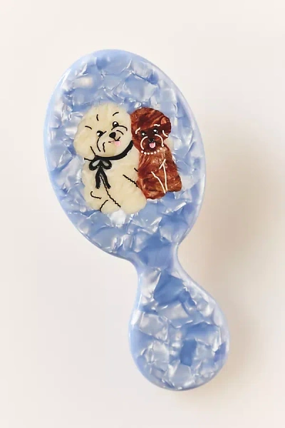 Solar Eclipse Handpainted Compact 2-1 Perfect Daily Brush In Blue