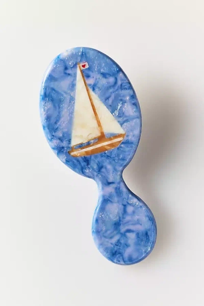 Solar Eclipse Handpainted Compact 2-1 Perfect Daily Brush In Blue