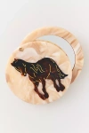 Solar Eclipse Handpainted Compact Mirror In Brown