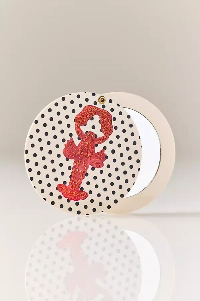 Solar Eclipse Handpainted Compact Mirror In Black