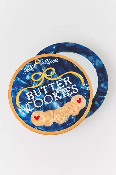 Solar Eclipse Handpainted Compact Mirror In Blue