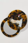Solar Eclipse Handpainted Compact Mirror In Brown