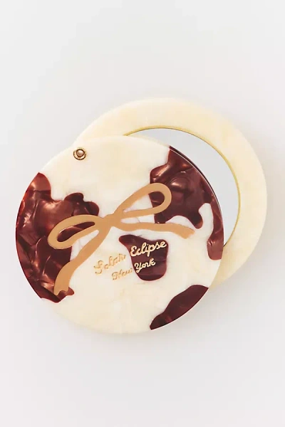 Solar Eclipse Handpainted Compact Mirror In Brown