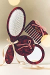 Solar Eclipse Handpainted Compact Mirror In Burgundy