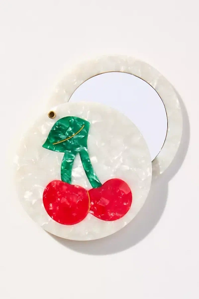 Solar Eclipse Handpainted Compact Mirror In White