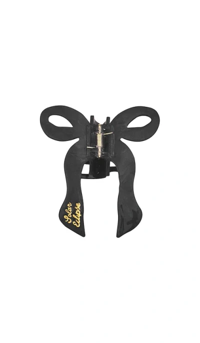Solar Eclipse Hand-painted Coquette Bow Claw Hair Clip In Black