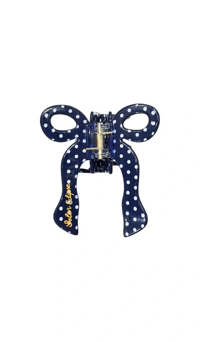 Solar Eclipse Hand-painted Coquette Bow Claw Hair Clip In Blue