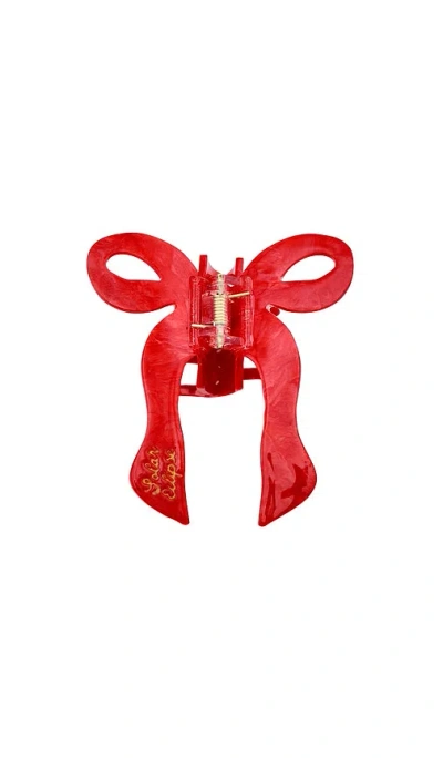 Solar Eclipse Hand-painted Coquette Bow Claw Hair Clip In Red