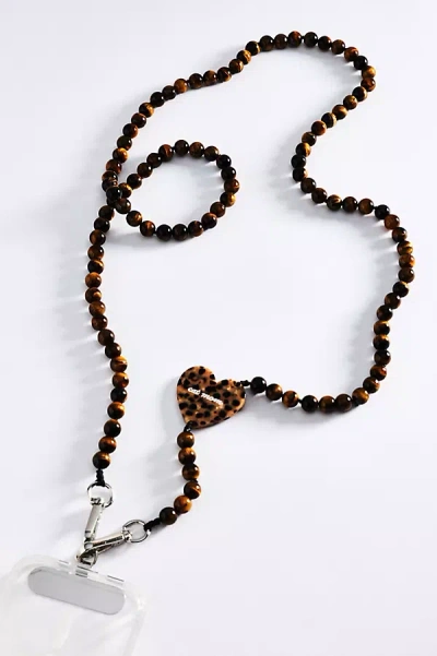 Solar Eclipse Hand-painted Crossbody Phone Chain In Brown