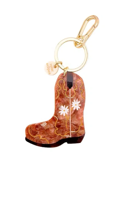 Solar Eclipse Hand-painted Daisy Cowboy Boot Bag Charm + Keychain In Metallic