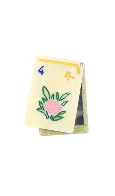 Solar Eclipse Hand-painted Flower Mahjong Compact Mirror In N,a