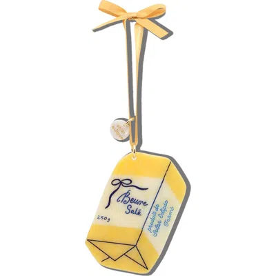 Solar Eclipse Hand-painted French Butter Ornament In Yellow