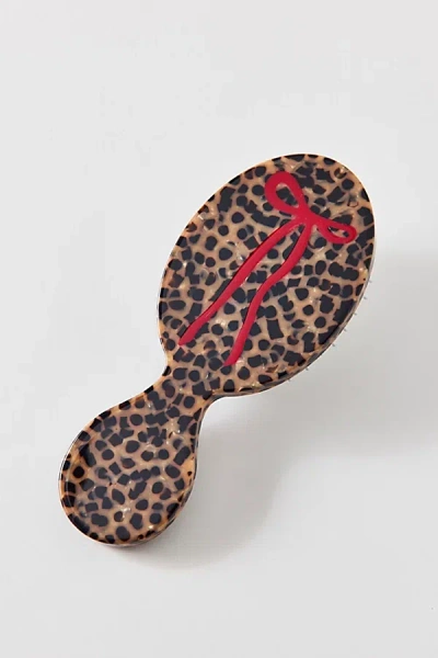 Solar Eclipse Hand-painted Handbag Hero Mini Paddle Brush In Leopard At Urban Outfitters In Brown