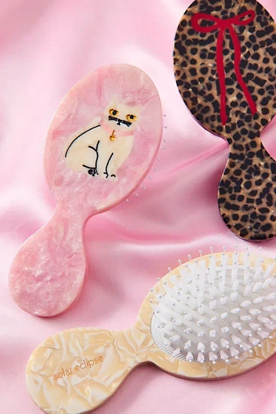Solar Eclipse Hand-painted Handbag Hero Mini Paddle Brush In Pink Kitty At Urban Outfitters In Multi