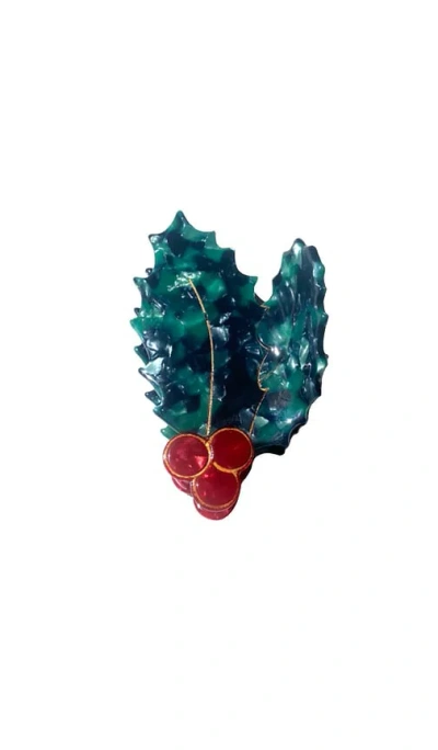 Solar Eclipse Hand-painted Holly Christmas Holiday Claw Hair Clip In N,a