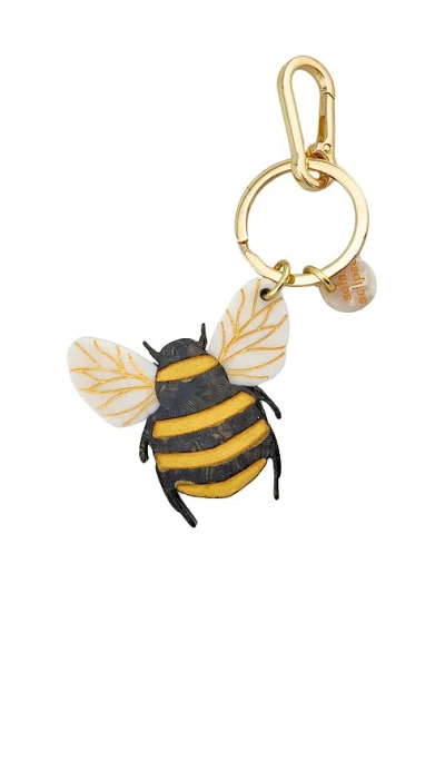 Solar Eclipse Hand-painted Honey Bee Bag Charm & Keychain In Yellow