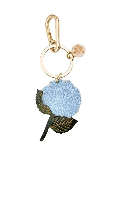 Solar Eclipse Hand-painted Hydrangea Bag Charm & Keychain In Blue