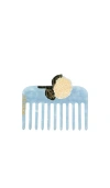 Solar Eclipse Hand-painted Hydrangea Pocket Comb In Blue