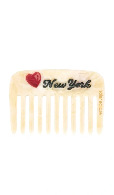 Solar Eclipse Hand-painted I Love New York Pocket Hair Comb In N,a
