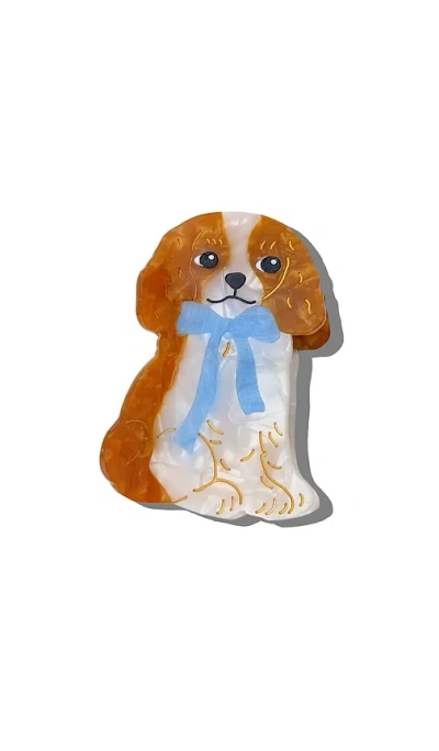 Solar Eclipse Hand-painted King Charles Claw Clip In Brown