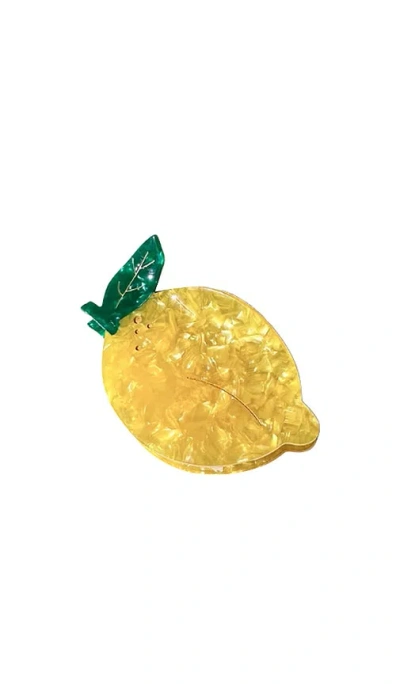 Solar Eclipse Hand-painted Lemon Fruit Claw Hair Clip In N,a