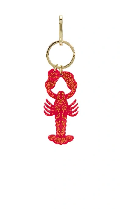 Solar Eclipse Hand-painted Lobster Bag Charm + Keychain In Red