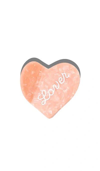 Solar Eclipse Hand-painted Lover Heart Claw Clip In Pink